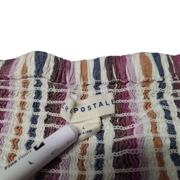 Aeropostale Cold Shoulder Dress Buttons Short Stripes Button Front Womens Large - Picture 5 of 9